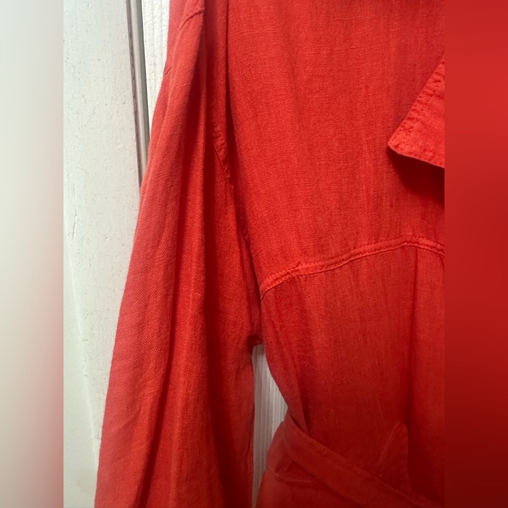 Zara Basic Red Orange Linen Blend Jacket/Blazer, … - image 4